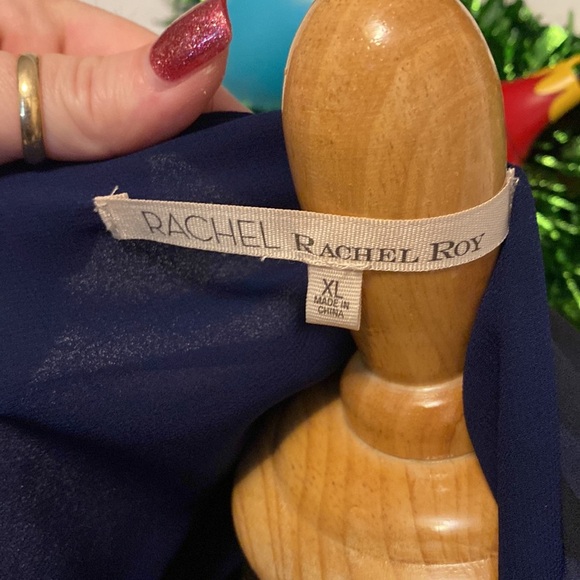 Rachel Roy Women’s V-Neck Navy Blue Camo Print Blouse sz XL NWOT - Picture 8 of 9